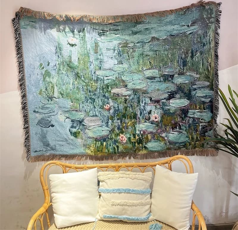 ヴィンテージ アートプリント スローブランケット ソファデコ用 130x160cm