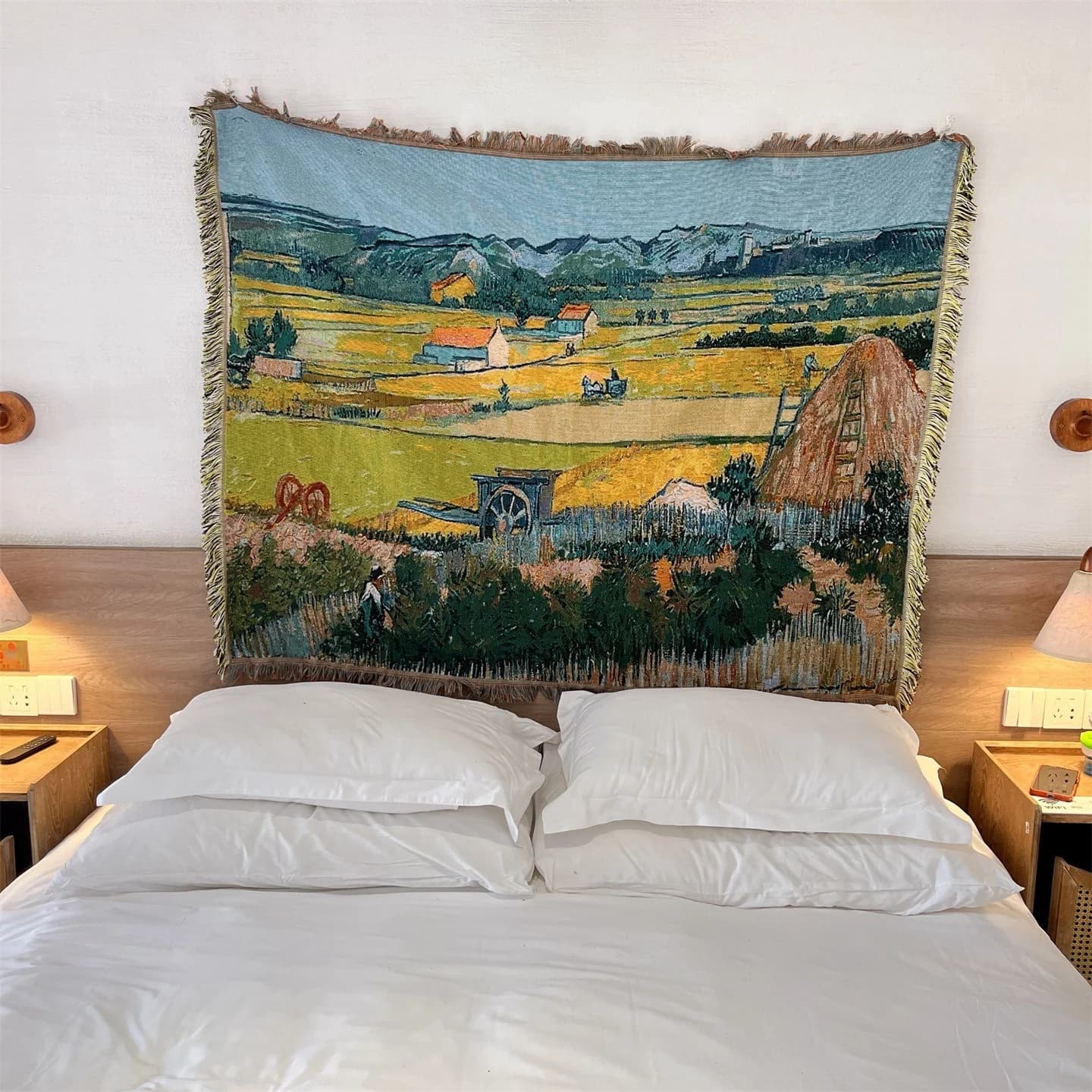 ゴッホ風 ウォーヴンスローブランケット ソファ ベッド 壁飾り用 130x160cm