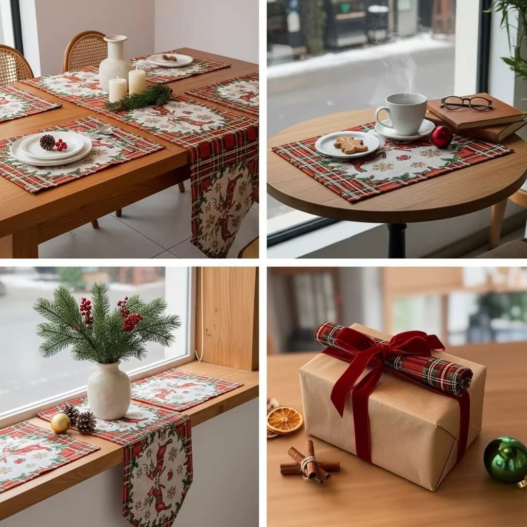 クリスマス テーブルランナー コットン混紡 装飾クロス