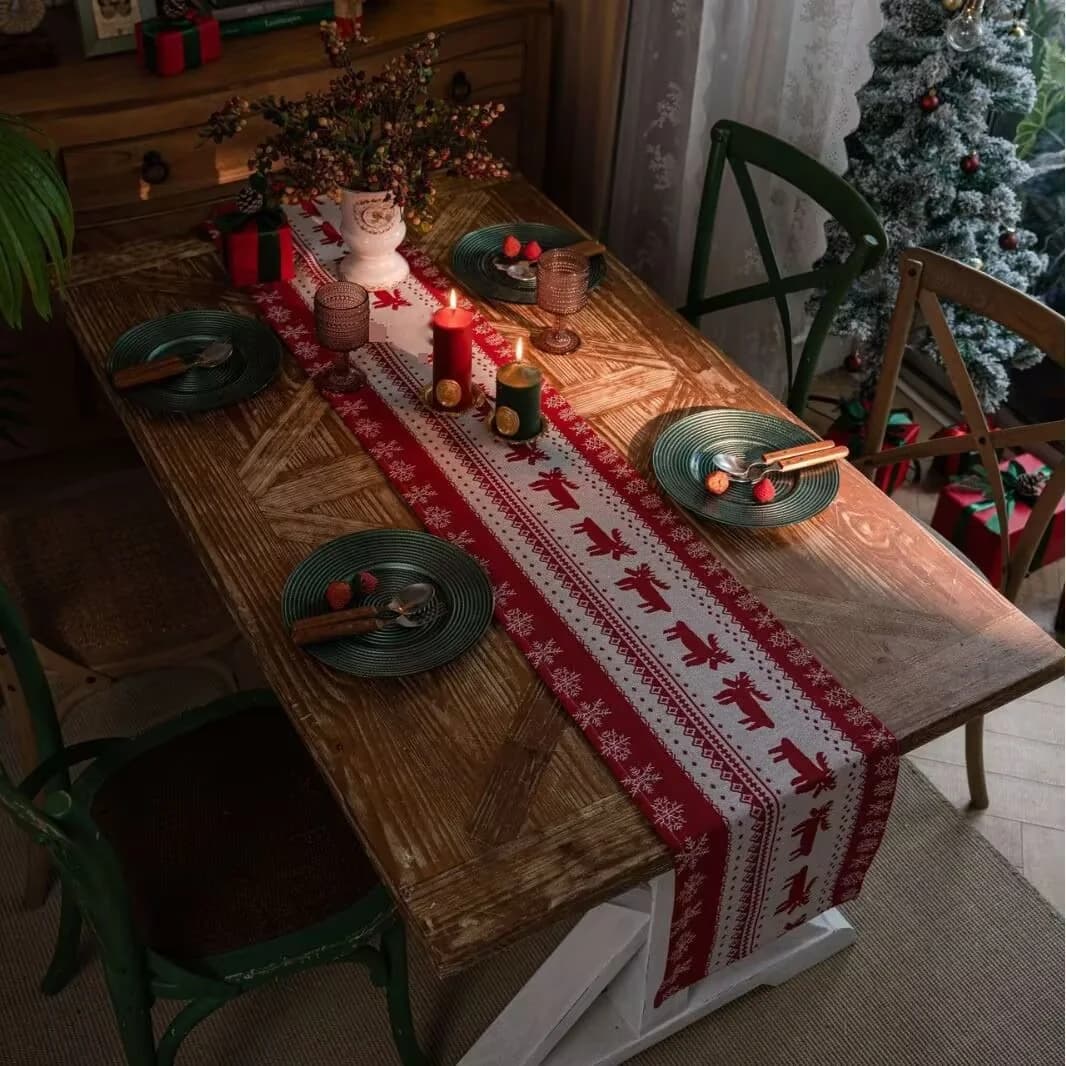北欧風 エルク クリスマス テーブルランナー フェスティバル デコレーション