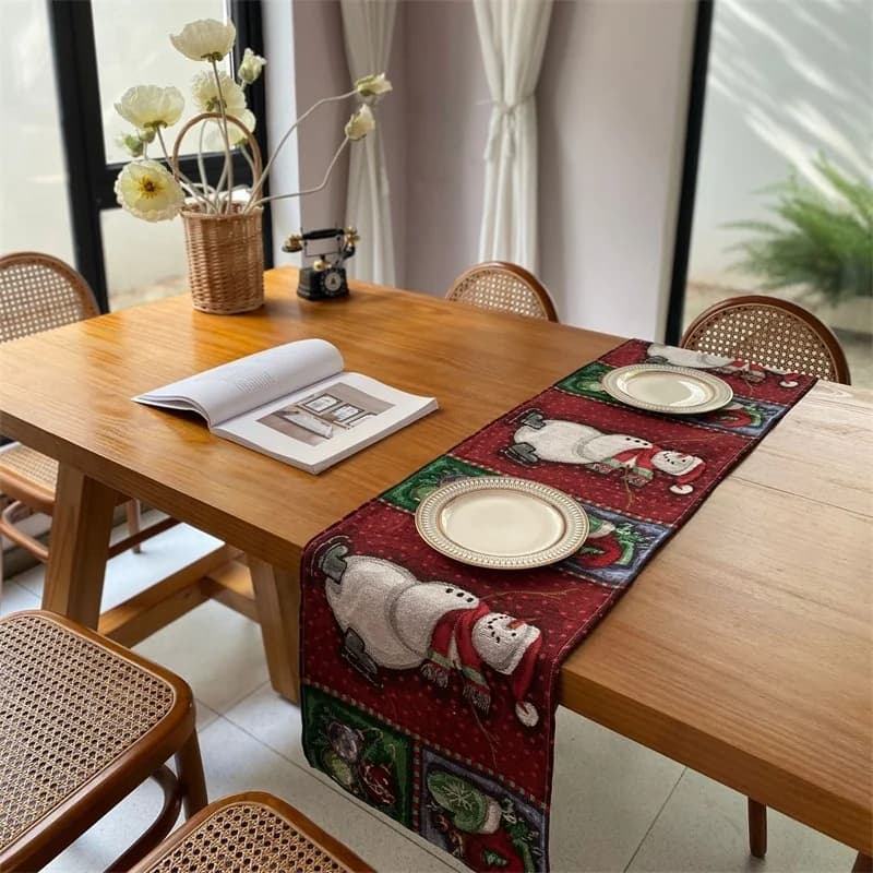 北欧風 クリスマス テーブルランナー コットン混紡