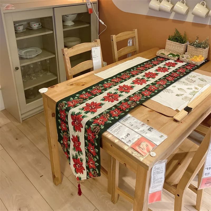 クリスマス festive テーブルランナー 幅33cm コットン