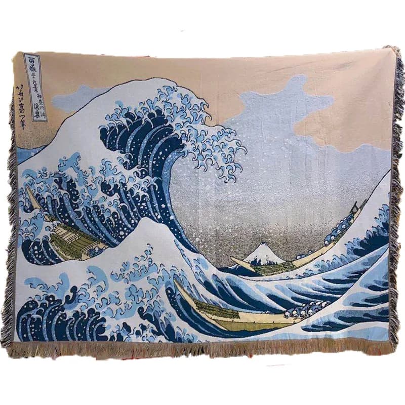 浮世絵風タペストリー ウォールハンガー コットン混紡 デコスロー