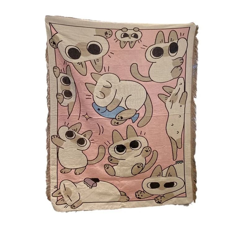 ピンクの猫キャラクター ソファスローブランケット シングルサイズ