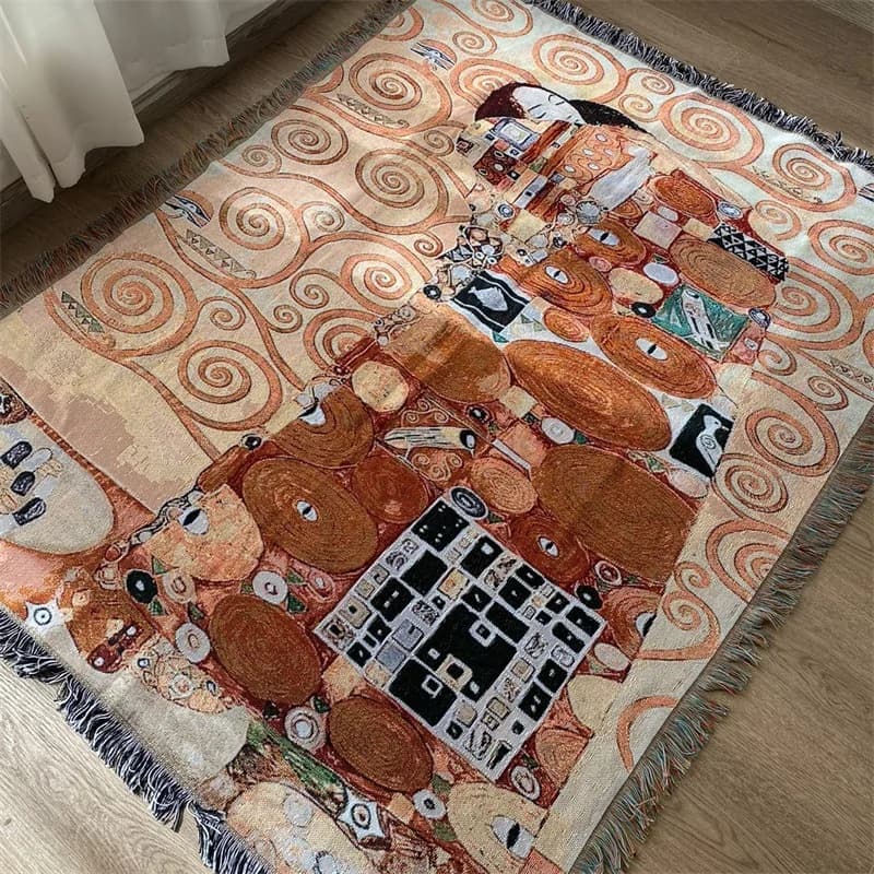 ヴィンテージアート スローブランケット 綿混紡ソファカバー